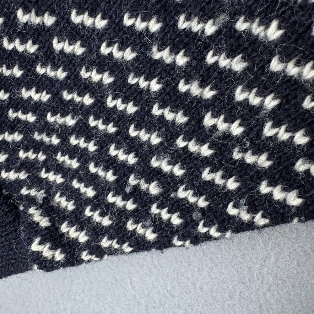 Vintage LL Bean Sweater Mens Medium Blue Birds Eye Wool Rayon Fisherman Norway - Picture 5 of 13